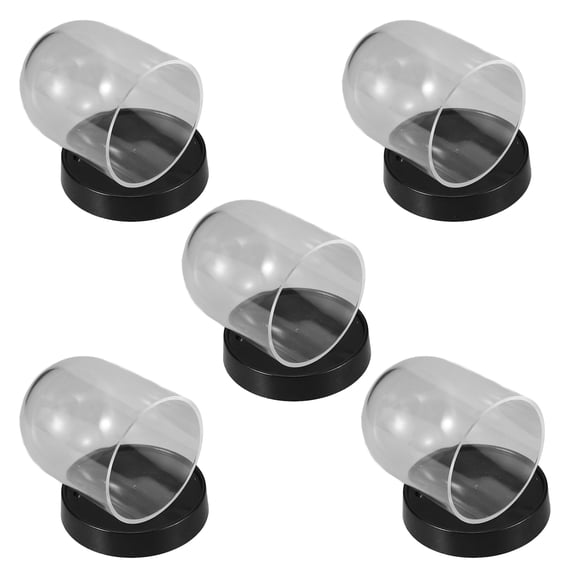 LEORX 5Sets High Transparency Plastic Cloche Dome with Base for Craft Display and Decoration