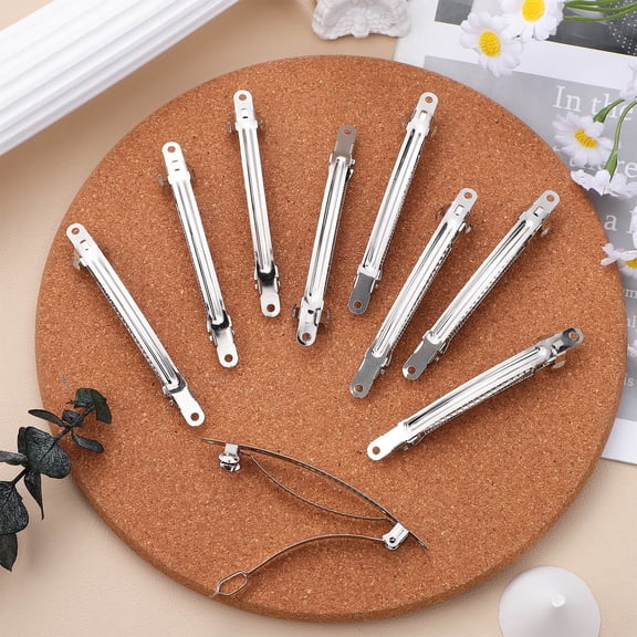 LEORX French Barrette Clips Silver 50Pcs Hair Styling