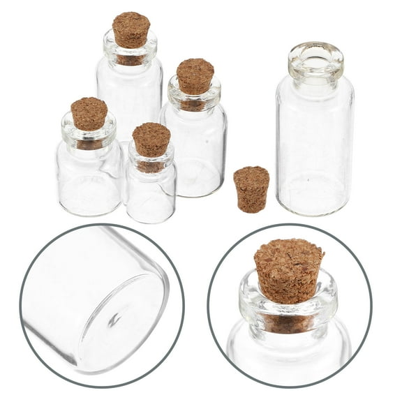 LEORX 50 Pcs Small Glass Bottle Round Vials for Diy Art Crafts with Cork Stoppers