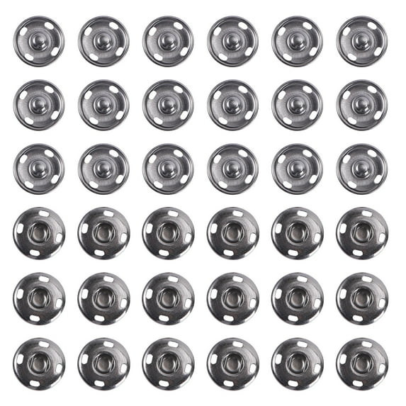 LEORX 50 Sets Metal Hidden Button Parts Snaps Round Snaps Colored Metal Snaps Fasteners Metal Button Black 1.70X1.70X0.50CM