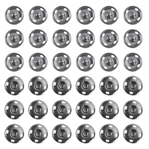 LEORX 50 Sets Metal Hidden Button Parts Snaps Round Snaps Colored Metal Snaps Fasteners Metal Button Black 1.70X1.70X0.50CM