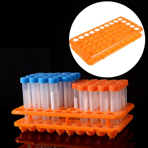 LEORX 50 Slots Test Tube Rack Holder Centrifuge Tubes Laboratory Orange