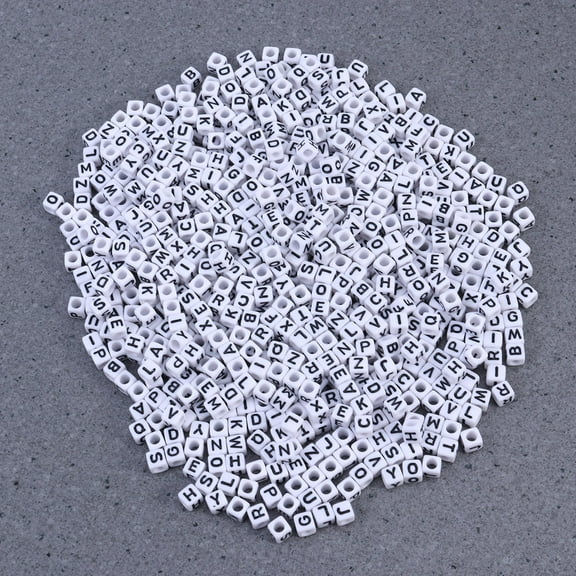 LEORX 500 Pieces Number Charm Cube Beads for Jewelry Making White DIY Crafts for Parties