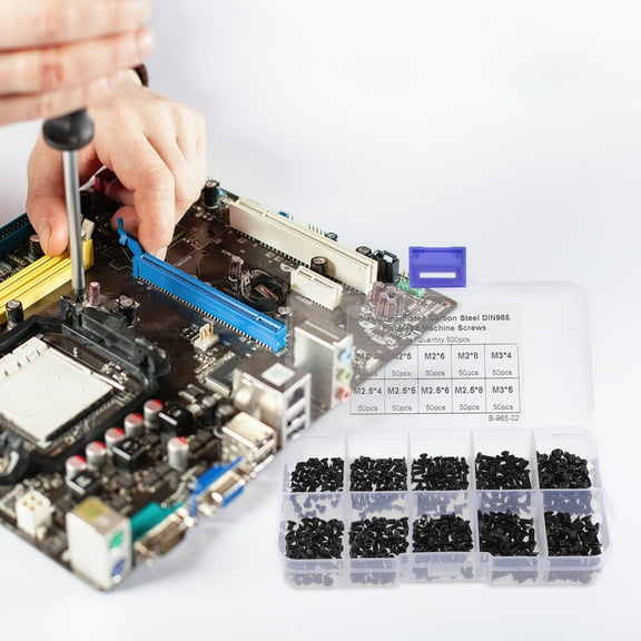 LEORX 500Pcs Flat Head Cap Screws Carbon Steel for Computer Maintenance Laptop Repair