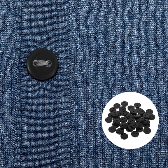 LEORX 50Pack Round Resin Buttons Black for Sewing Crafting Diy Projects 11x11x06in