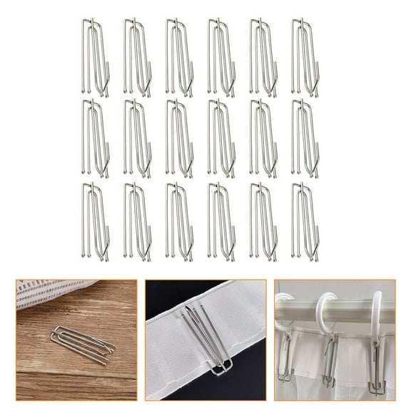 LEORX 50Pcs Curtain Track Hooks Rustproof in Steel Color