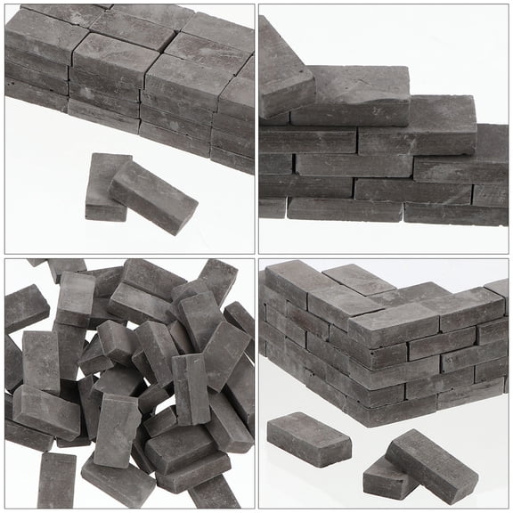 LEORX 50Pcs Decorative Simulation Brick Clay Dark Grey for Miniature Scene Theme