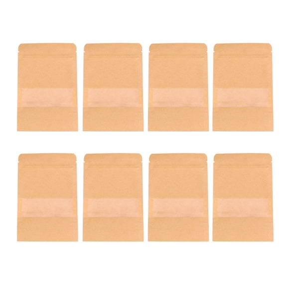 LEORX Beige Kraft Paper Bags Self-Adhesive for Storage Use and Party Favors 50Pcs