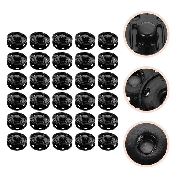 LEORX 50Pcs Round Black Metal Snap Buttons Sew on for Coat Sweater Accessories