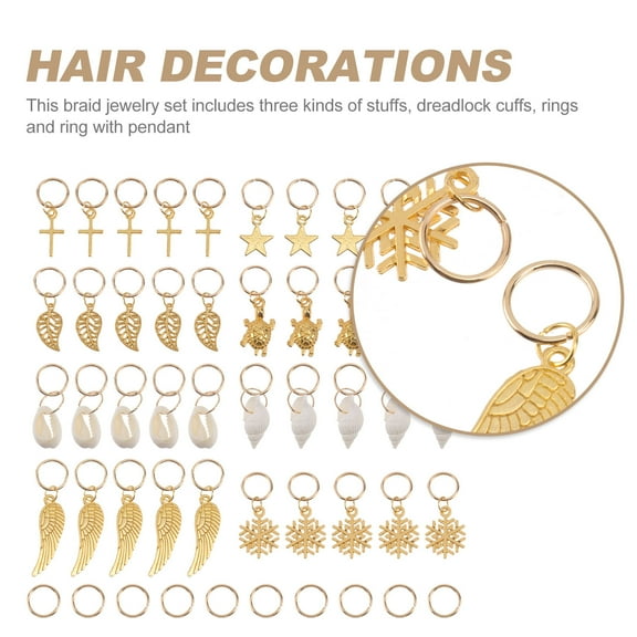 LEORX 50Pcs Hair Decorations for Women Golden Hair Rings Party Decoration