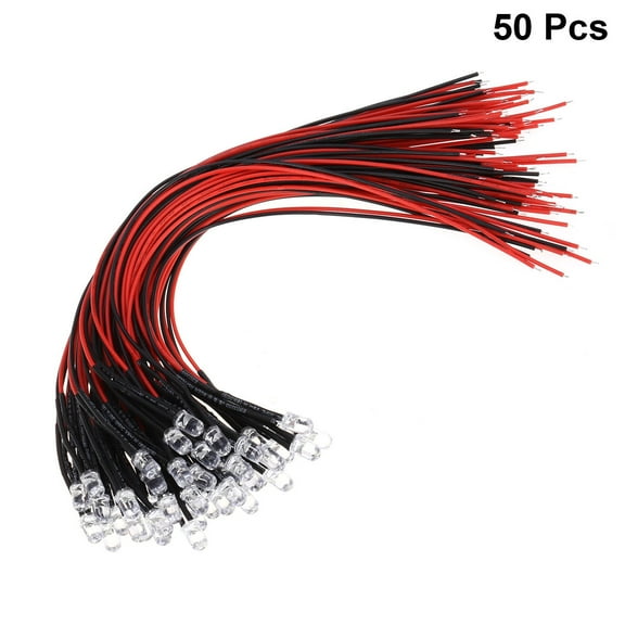 LEORX 50Pcs 12V Prewired LED Lights for Rc Cars Flexible Cable Assorted Color
