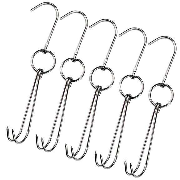 LEORX 5Pcs Multifunctional Stainless Steel Roast Hooks Double Hooks for Kitchen Use