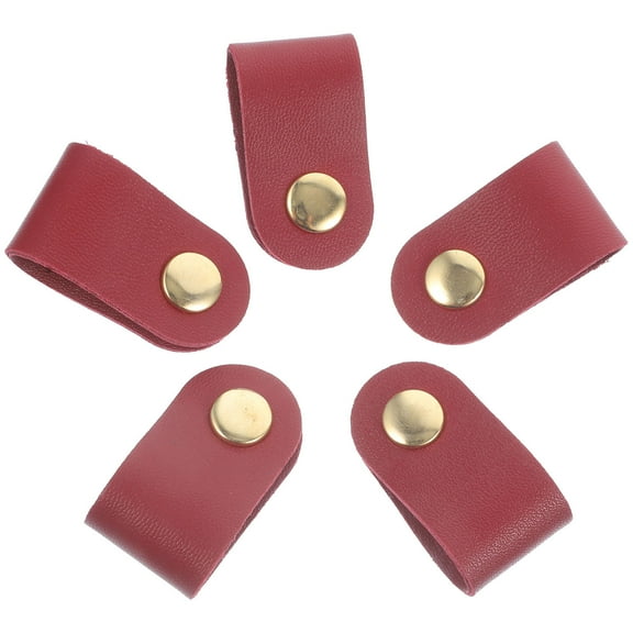 LEORX 5Pack Dark Red Artificial Leather Cable Winder For Usb Cables And Earphones