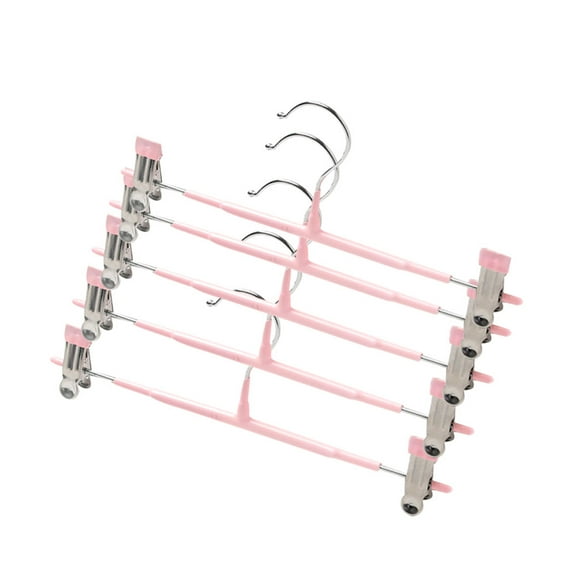 LEORX 5Pack Multi-Functional Pants Rack Pink Flat with Clip Hangers for Dormitory Home Use