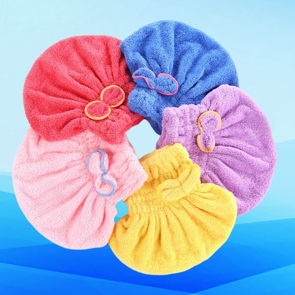 LEORX 5Pcs Hair Drying Caps Princess Hat Fast Drying for Girls