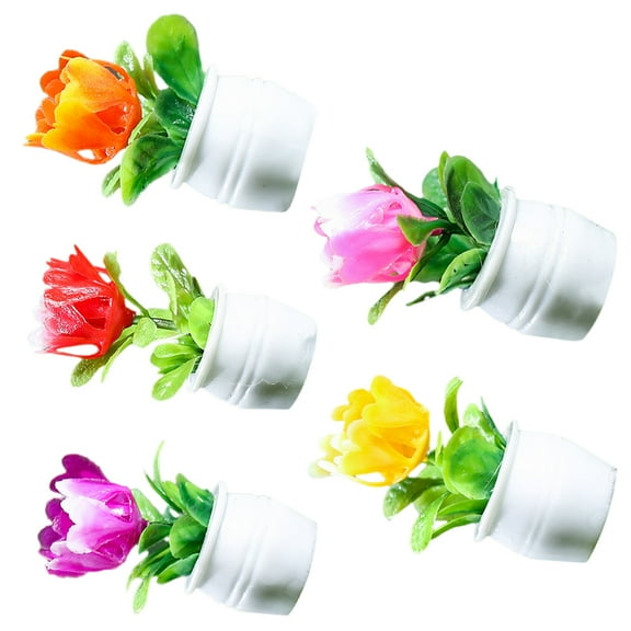 LEORX 5Pcs Miniature Garden Decor Tiny House Miniatures Assorted Color Resin for Home Atmosphere Creation