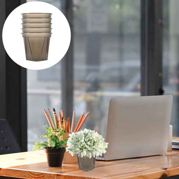 LEORX 5Pcs Outdoor Flower Pots in Grey Plastic with Simple Design 4.72X4.72X4.13in