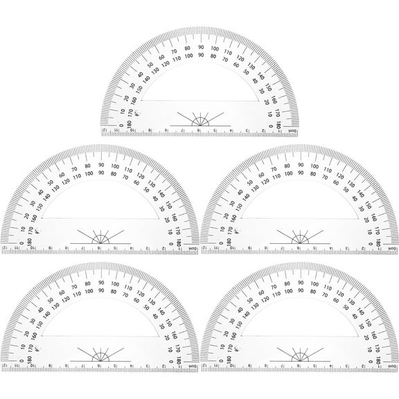 LEORX 5Pcs Plastic Protractors 180 Degrees Half Circle Math Protractor with Clear Scale