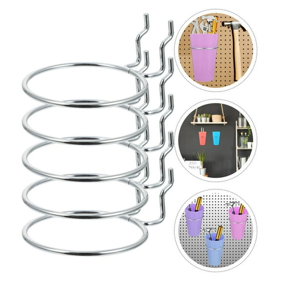 LEORX 5Set Pegboard Tool Hooks Round Silver Iron Accessories for Daily Use at Workbench General Users
