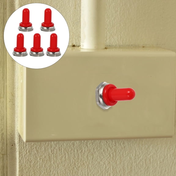 LEORX 5Set Toggle Covers Rubber Red Waterproof Safety Protection for Switch Button Heads 1.0X0.7X0.7in