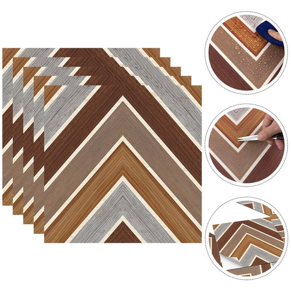 LEORX 5Pcs PVC Self Adhesive Floor Stickers Waterproof and Oilproof Tile Decals for Home Decor