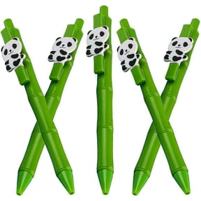 LEORX 5pcs Adorable Panda Cute Cartoon Ink Pens For Students Office Use Retractable Design Ergonomic Body Supplies