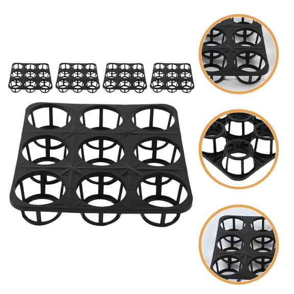 LEORX 5Pcs Stable Durable Black Plastic Growing Pot Racks with Round Holes for Garden Planting