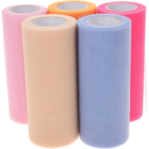 LEORX 5Pcs Gauze Roll Assorted Color Tulle Fabric for Tutu Skirts Bow Making and Special Events