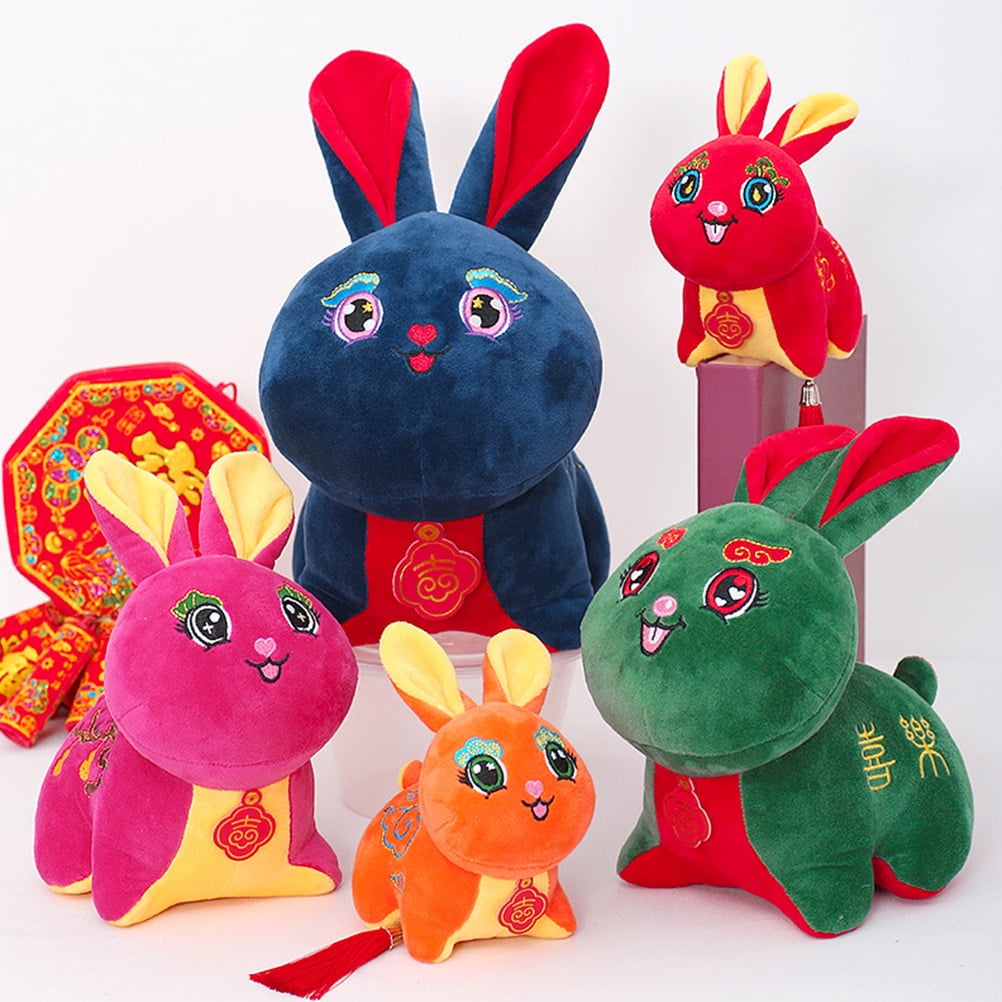 LEORX 5pcs Stuffed Bunny Decoration Soft Plush Rabbit Toys for Car Hanging