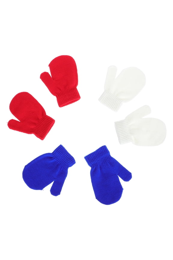 6Pairs Lightweight Warm Winter Mitts in Assorted Colors with Knitted Fabric