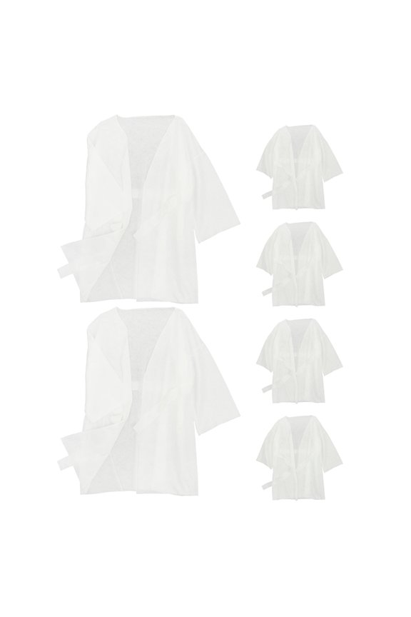 6 Pcs Women Bath Robe Disposable Cotton White For Steam Rooms And Saunas