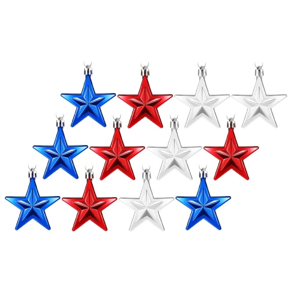 LEORX 12Pcs Assorted Color Star Ornaments for 4Th of July and Memorial Day