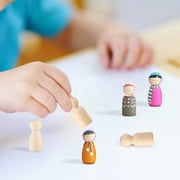 LEORX People Figures Unfinished Wooden Peg Dolls 60pcs Painting Creation