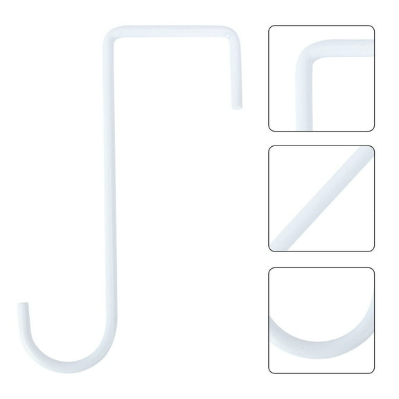 LEORX 6PCS Fence Post Hanger Steel White Hook Shape for Holiday Decorations