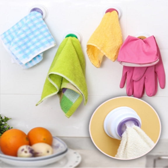 LEORX 6Pack Kitchen Towel Hook Sucker Smooth Removal for Bathroom and Kitchen Towels in Assorted Color