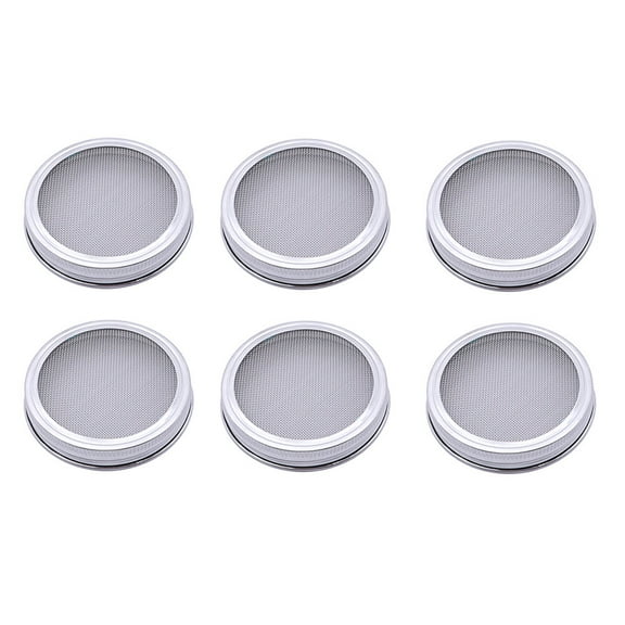 LEORX 6Pack Metal Sprouter Lids Sprouting and Pouring Lid for Canning Jars Silver 11.8x3.5in