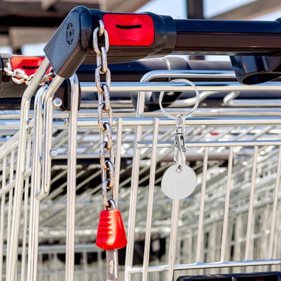 LEORX 6Pack Metal Trolley Token Keychain Simple Design for Supermarket Shopping Men Women