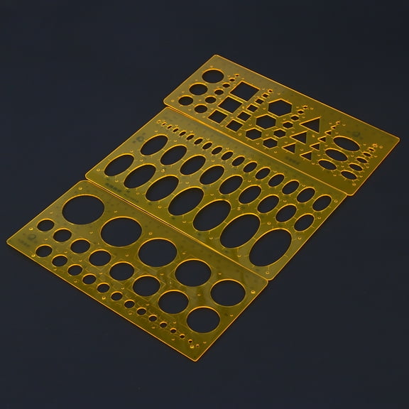 LEORX 6Pcs Design Formwork Drawing Ruler Set Khaki Plastic with Various Shape Templates for Drafting