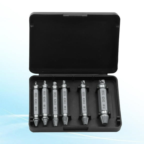 LEORX Screw Remover Extractor Screw Extractor Drill Bits Guide Set Steel 6Pcs