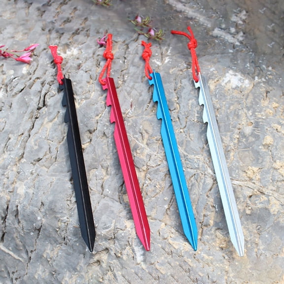 LEORX 6Pcs Outdoor Camping Tent Stakes Red Aluminum Alloy Heavy Duty Tent Fixing Pegs