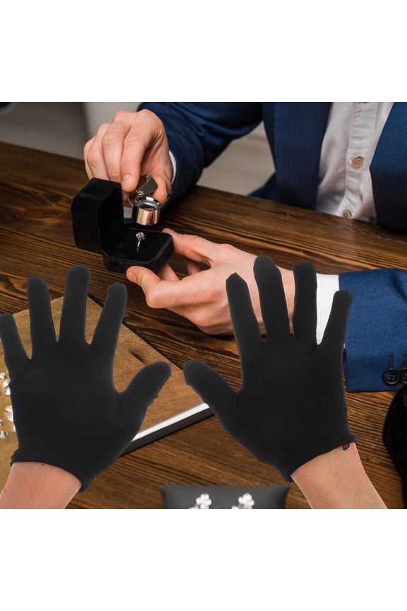Cotton Gloves Black 6 Pairs 7.7X3.7X0.1In