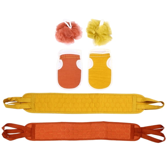 LEORX 6Pcs Back Strap Scrubber for Adults with plant for Skin Elasticity Increase