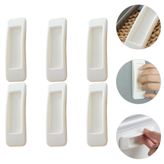 LEORX 6Pcs Door Knobs Rectangular Style ABS White for Homeowners