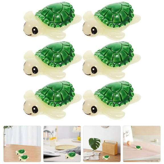 LEORX 6Pcs Garden Turtle Statue Synthetic Resin Green DIY Accessory Yard Decor