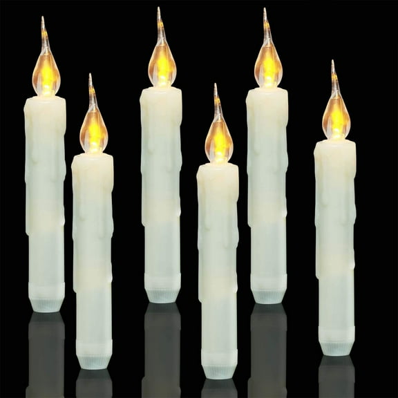 LEORX 6Pcs Led Window Candles with Traditional Candle Design for Romantic Atmosphere 11.8X0.8X0.8in