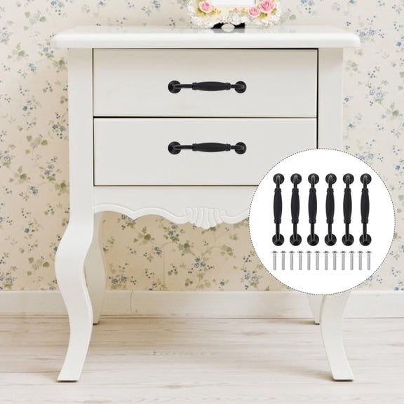 LEORX 6Pcs Modern Simple Black Aluminum Alloy Handle for Kitchen Cabinet Door 11.8x1.3x0.7in