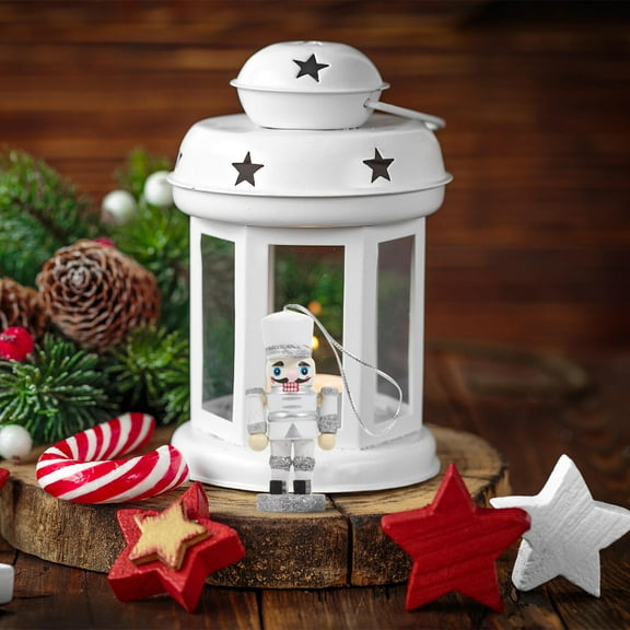 LEORX 6Pcs Nutcracker Figurines Wooden Silver Table Decor for Birthday Celebration