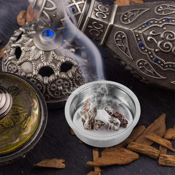 LEORX 6Pcs Silver Incense Holder for Sticks Round Plate for Home Yoga Studio Aromatic Experience Insence Holder