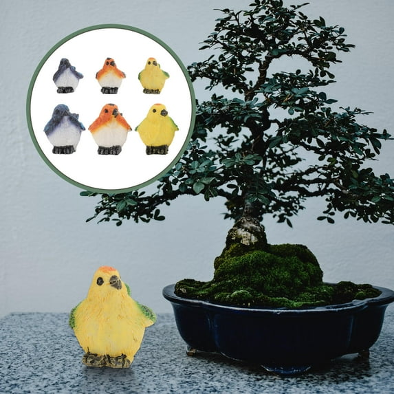 LEORX 6Pcs Small Figurine Decor Simulation Bird Assorted Color Micro Landscape Prop For Bedroom