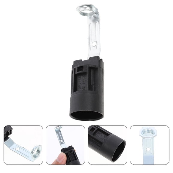 LEORX 6Set Light Socket Outlet Adapter Black Plastic Lamp Holder Base for E14 in Easy Installation and Simple Design